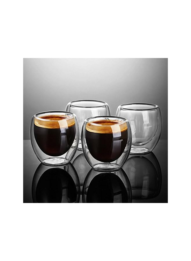 S-TOP Espresso Cups, Cafe Latte Cups, Cappuccino Cups, Tea cups and Dessert Cups. 80 Milliliter/2. 7 Ounce Double Walled Espresso Glasses, Set of 4 - Image 2