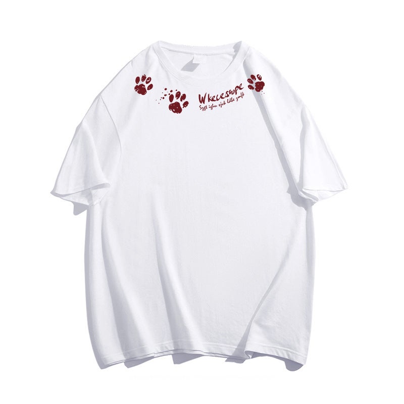 Heavy Cotton Short-sleeved T-shirt Women's Summer High-end Loose All-match Crewneck Top New