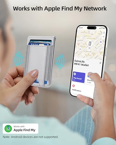 ExtreLife MagSafe Wallet Work with Apple Find My Magnetic Phone Wallet Stand for iPhone 171615141312 Series 8 Card Holder RFID Blocking Rechargeable Grey - Image 3