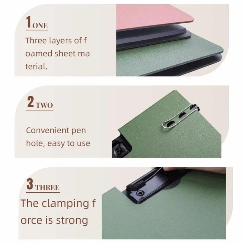 ZEBROC A4 Foldable Clipboard File Folder | 360° Flexible Writing Pad with Double Metal Clips | Vertical & Horizontal Clipboards for Students Office School Work (Blue, Horizontal- Pack of 4) - Image 3