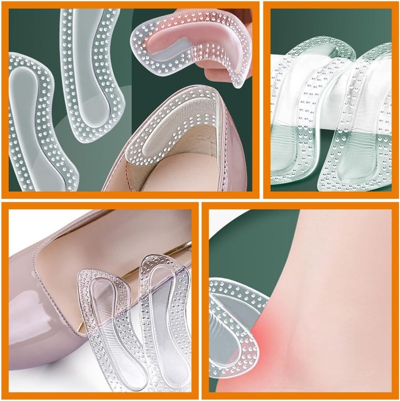 4 Pairs Wear-Resistant Gel Heel Pads with Massage Particles Self-Adhesive Invisible Heel Cushions Soft Anti-Friction Inserts for Women’s Foot Comfort and Shoe Fit Adjustment - Image 3