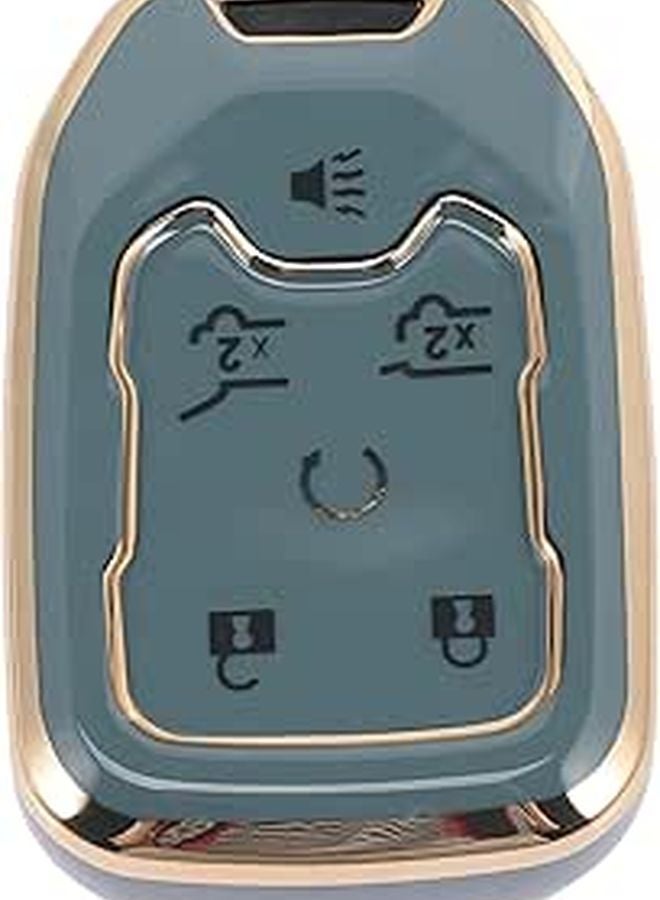 GMC Key Fob Cover TPU Protective Case with Gold Trim in Gray - Image 1