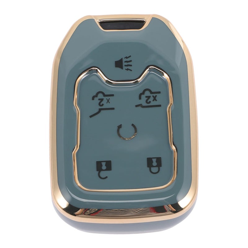 GMC Key Fob Cover TPU Protective Case with Gold Trim in Gray - Image 2