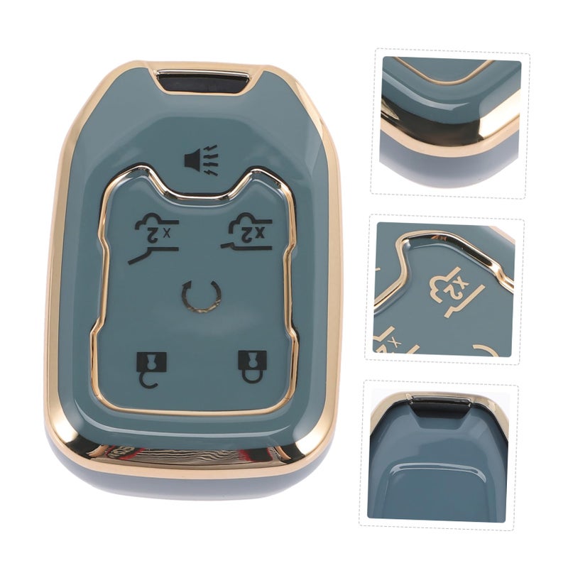 GMC Key Fob Cover TPU Protective Case with Gold Trim in Gray - Image 5