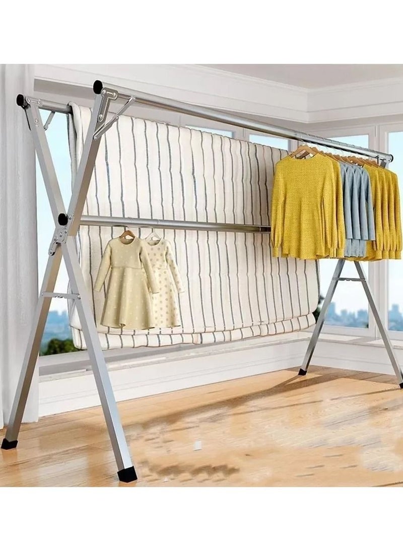 DubaiGallery Double pole X Type Outdoor Folding Clothes Drying Rack Hanger Indoor steel clothes bedroom display rack - Image 1