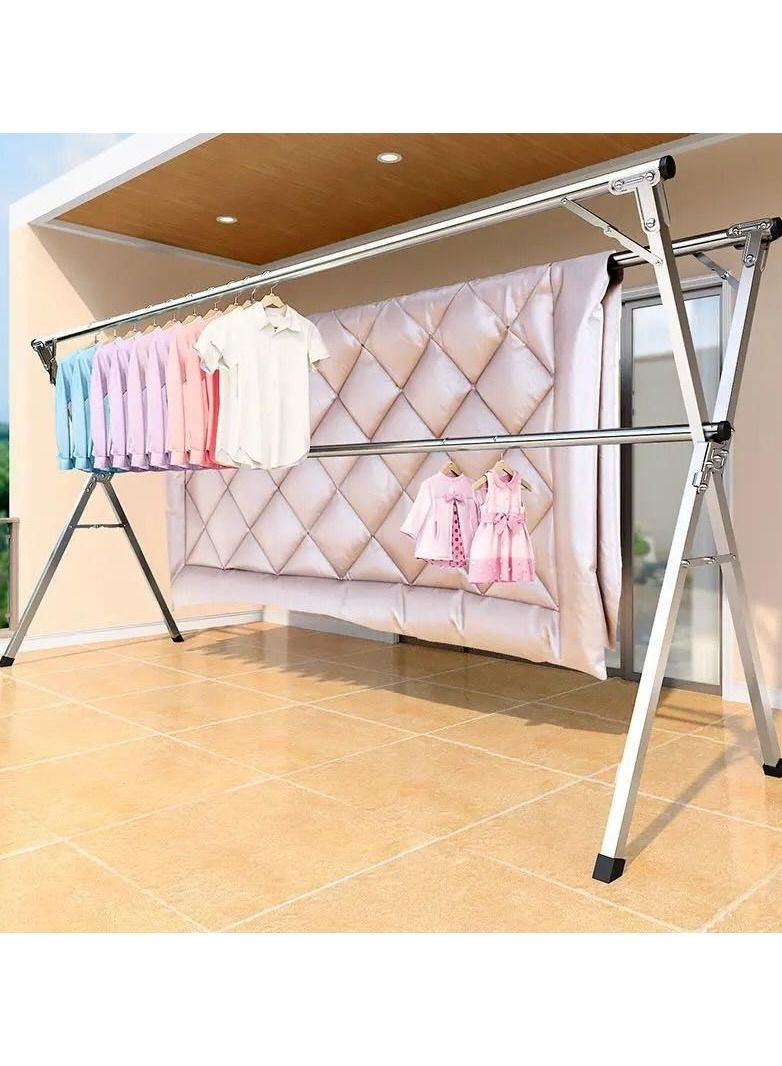 DubaiGallery Double pole X Type Outdoor Folding Clothes Drying Rack Hanger Indoor steel clothes bedroom display rack - Image 2
