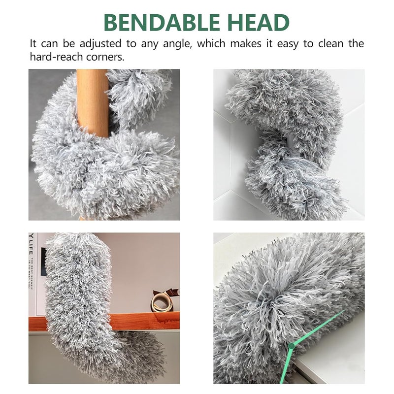 Hasselt 2 in 1 Long Handle Microfiber Feather Ceiling Duster for Home Dust Cleaning with extendable Pole 100 Inch with Anti Scratch Bendable Brush for Cleaning High Cobweb Stick high Fan Cleaner - Image 5