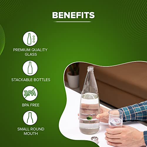 SAND DUNE Set of 3, 750 ml Each ROPP Glass water bottle, with Leak-Proof Airtight Stainless-Steel Lid for Water, Smoothie, Juices - Reusable Travel Glass Drinking Fridge Bottles - Image 4