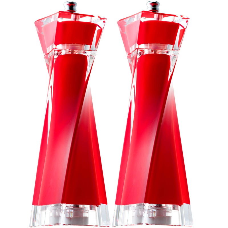 MITBAK Acrylic Red Salt and Pepper Grinders Set | Sea Salt and Pepper Mills Easy to Use and Equipped with Adjustable Coarseness And Ceramic Mechanism | Unique Kitchen Gadgets | Premium Quality - Image 4