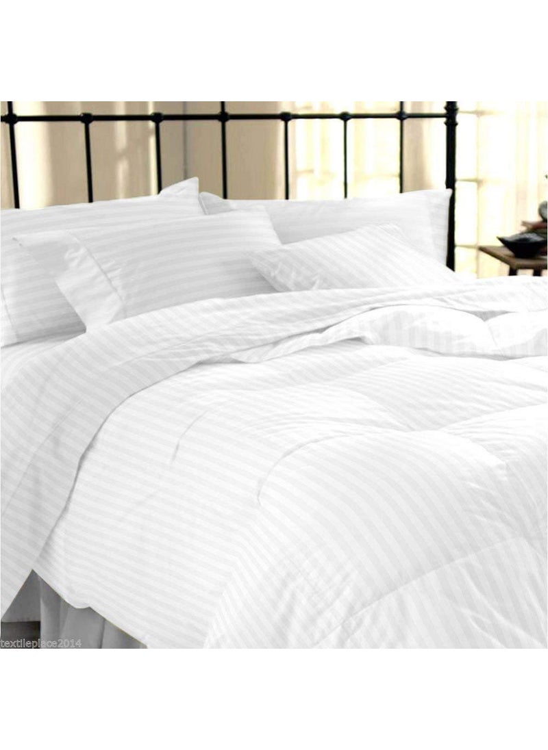 ELSTONE HOME ELSTONE HOME Classic All Season 5 Star Hotel Single DuvetAc Comforter with Cotton White Stripes Duvet Cover 60 X 90 