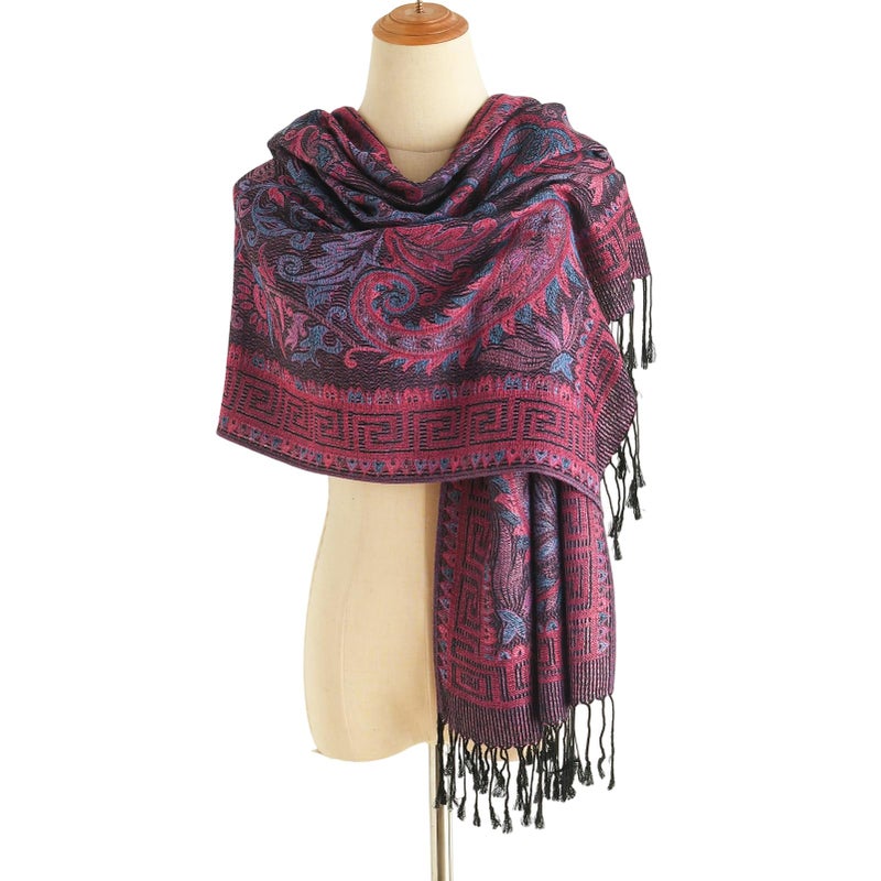 Nonakgado Purple Pashmina Scarf-Spring Fall Winter Paisley Jacquard Pashmina Shawls and Wraps for Women Hijab Scarf(Sy2-Purple) - Image 3