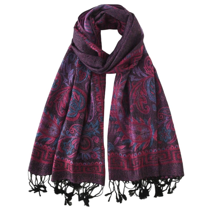 Nonakgado Purple Pashmina Scarf-Spring Fall Winter Paisley Jacquard Pashmina Shawls and Wraps for Women Hijab Scarf(Sy2-Purple) - Image 1