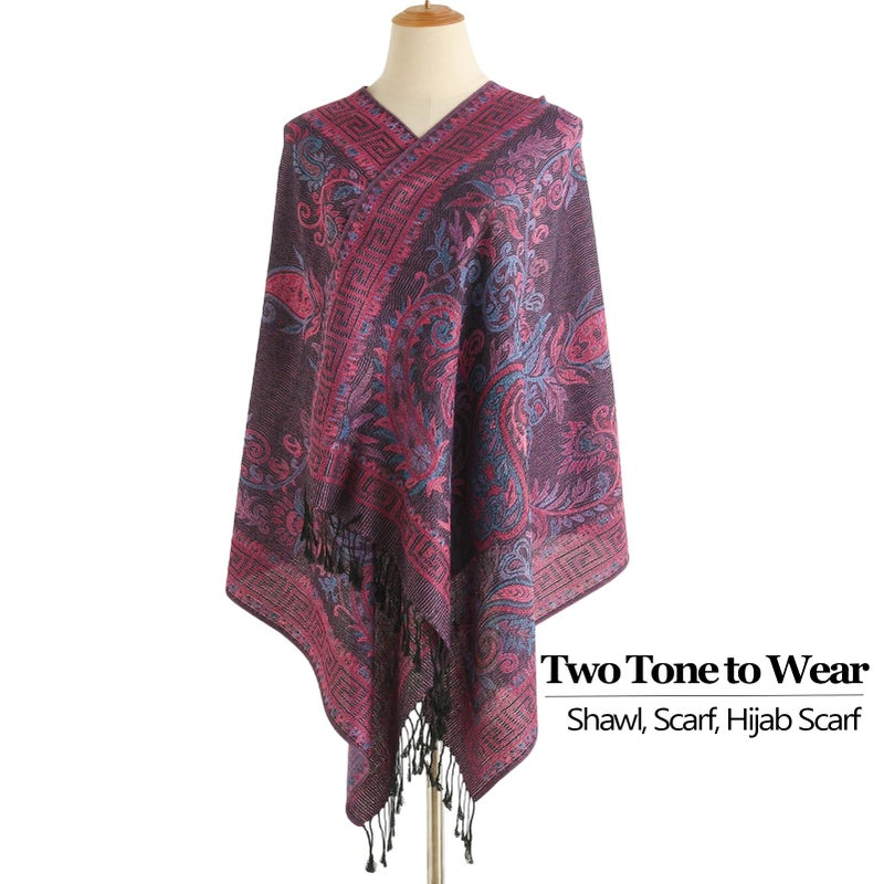 Nonakgado Purple Pashmina Scarf-Spring Fall Winter Paisley Jacquard Pashmina Shawls and Wraps for Women Hijab Scarf(Sy2-Purple) - Image 2