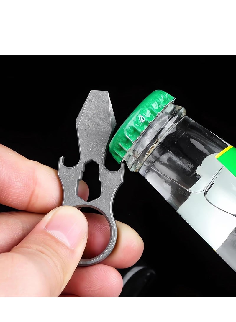 Multipurpose Titanium Keychain Tool, Pocket Pry Bar, Pry Tools, Wrench Bottle Opener, Suitable for Everyday Carry EDC Crowbar - Image 4