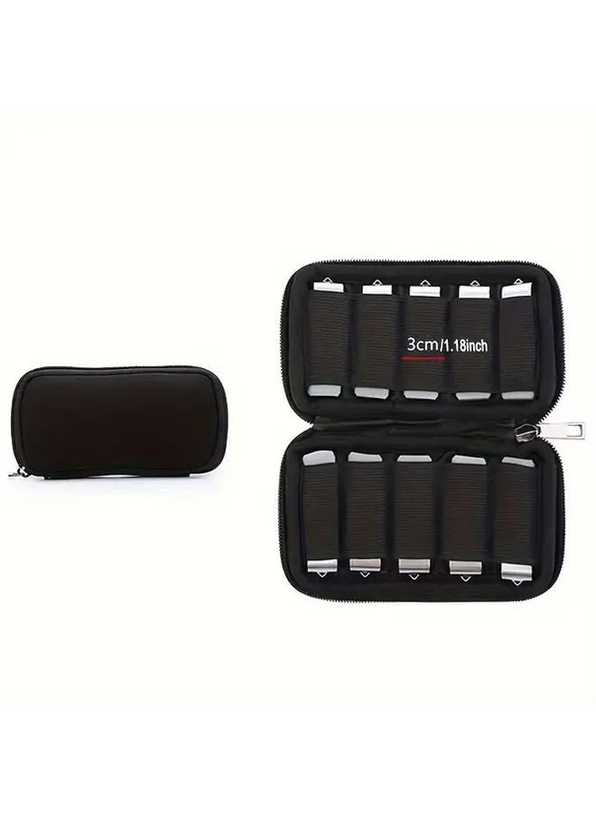 1pc 10 Compartment USB Flash Drive Organizer Case Thickened Polyester Fiber Shockproof Cover with Labels - Image 4