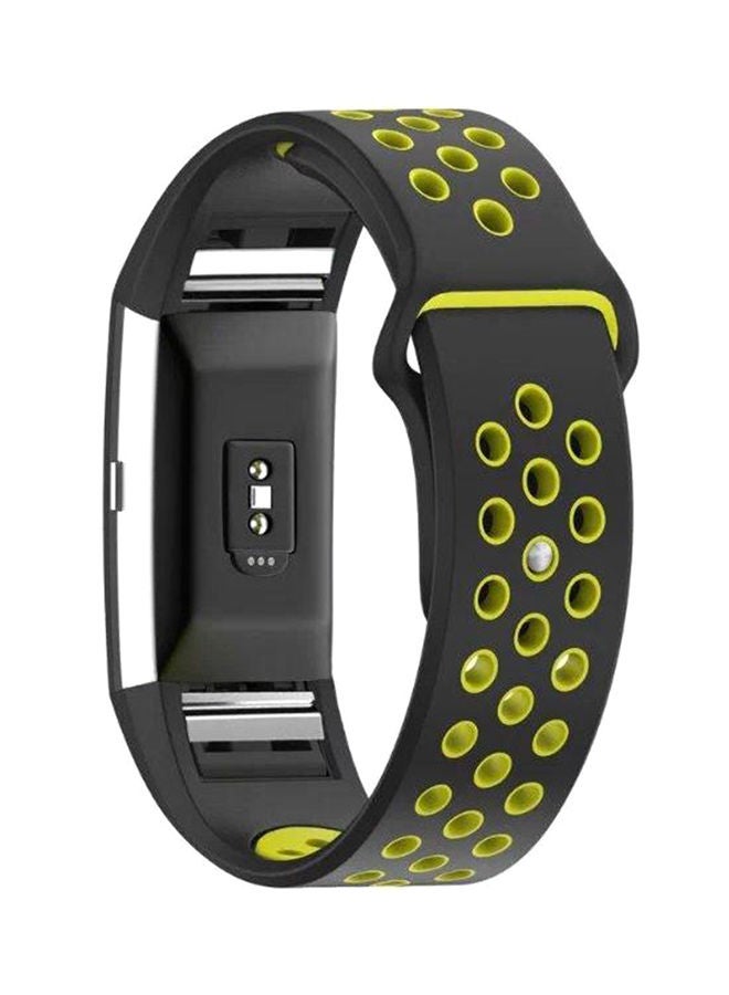 NIBEMINENT Silicone Strap For Fitbit Charge 2 Black/Green 