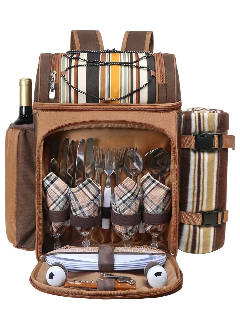 Piccasio Large Capacity Insulated Picnic Basket – 25L Portable Cooler Bag with Wine Holder, Ice Packs, Blanket, and Cutlery Set for Outdoor Camping & Picnics  - Image 1