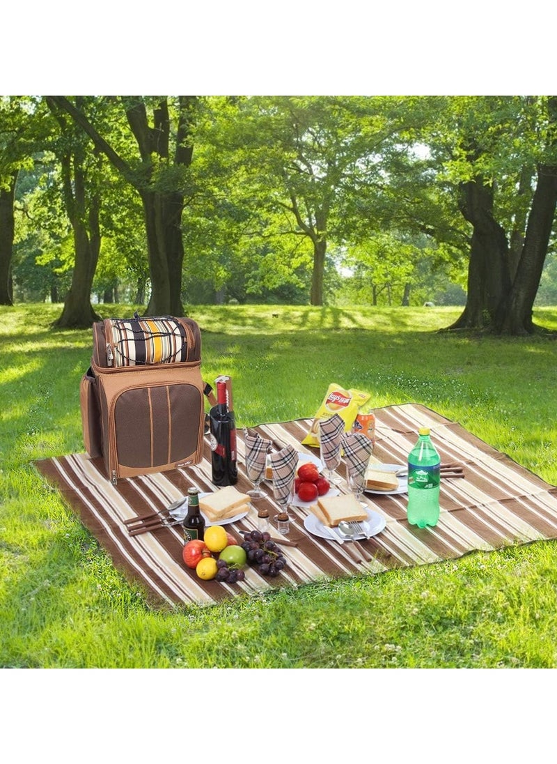 Piccasio Large Capacity Insulated Picnic Basket – 25L Portable Cooler Bag with Wine Holder, Ice Packs, Blanket, and Cutlery Set for Outdoor Camping & Picnics  - Image 4