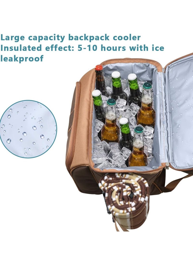 Piccasio Large Capacity Insulated Picnic Basket – 25L Portable Cooler Bag with Wine Holder, Ice Packs, Blanket, and Cutlery Set for Outdoor Camping & Picnics  - Image 5