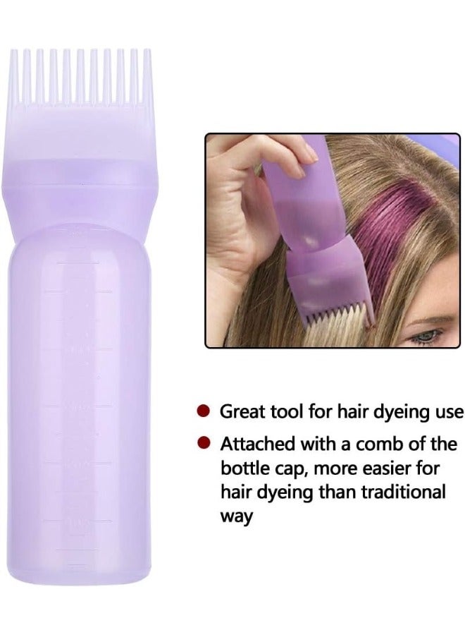 Root Comb Applicator Bottle, 160ml Hair Dye Brush Bottle Lightweight Oil Bottle for Hair for Scalp Treatment Essential and Hair Coloring Dye with Graduated Scale Bottle Brush (Purple) - Image 2