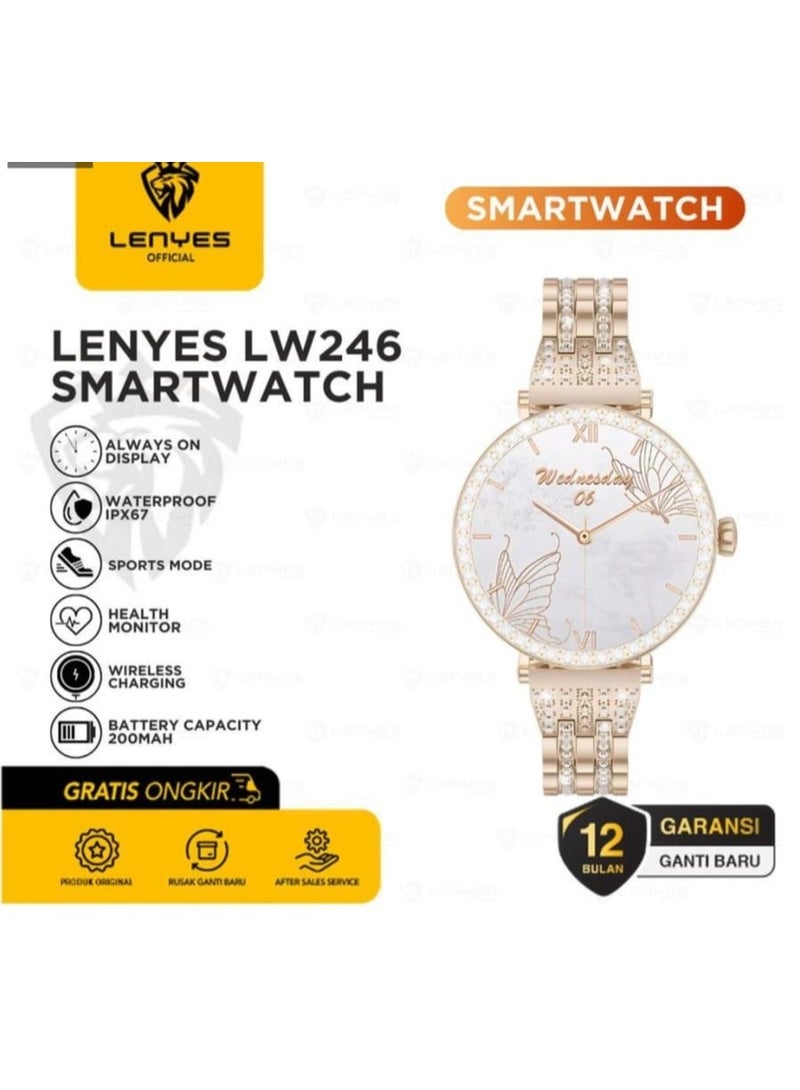 لينيس ساعة LENYES LW-246 النسائية أناقة راقية بتصميم عصري يلفت الأنظار لإطلالة تكمل ذوقك بكل لحظة  تتميز هذه الساعة بتصميم فاخر مع حزام مرصع يضفي لمسة من الرقي، وشاشة AMOLED نابضة بالحياة بقياس 1.19 بوصة توفر رؤية واضحة ومشرقة حتى تحت أشعة - Image 3