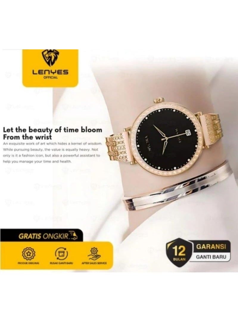 لينيس ساعة LENYES LW-246 النسائية أناقة راقية بتصميم عصري يلفت الأنظار لإطلالة تكمل ذوقك بكل لحظة  تتميز هذه الساعة بتصميم فاخر مع حزام مرصع يضفي لمسة من الرقي، وشاشة AMOLED نابضة بالحياة بقياس 1.19 بوصة توفر رؤية واضحة ومشرقة حتى تحت أشعة - Image 4