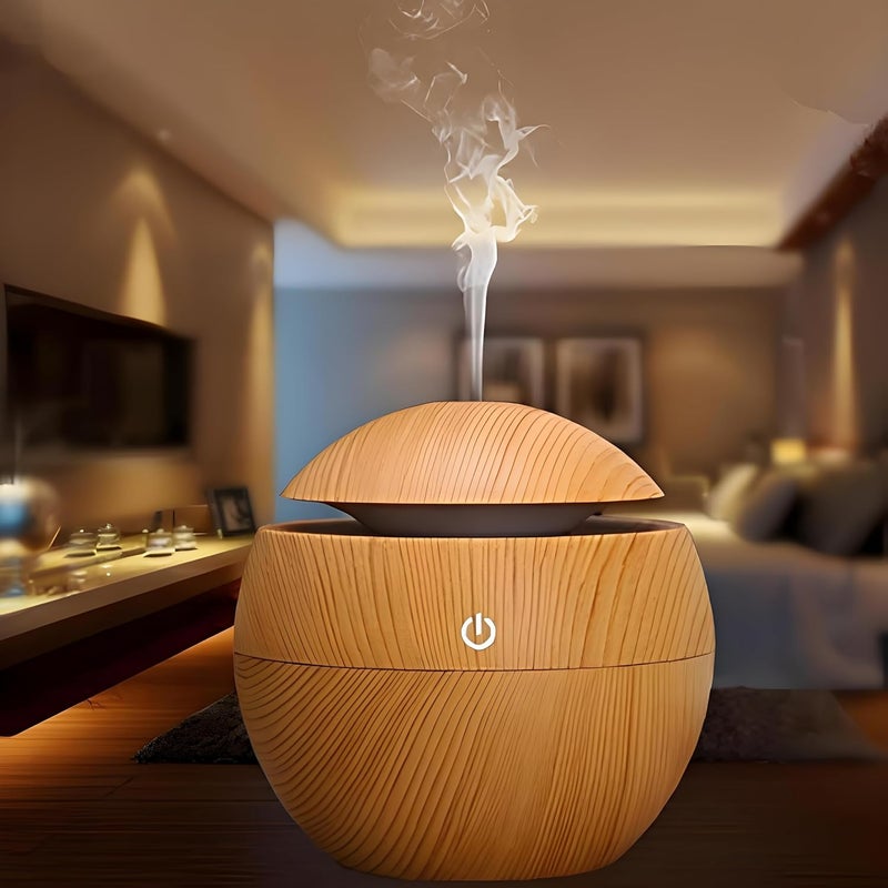 KBZONE Wood Cool Mist Ultrasonic Humidifier For Room Moisture, Aroma Diffuser For Home, Essential Oil Diffuser With Colorful Light, Auto Shut-Off Ideal For Office, Car, Travel, Home - Image 1