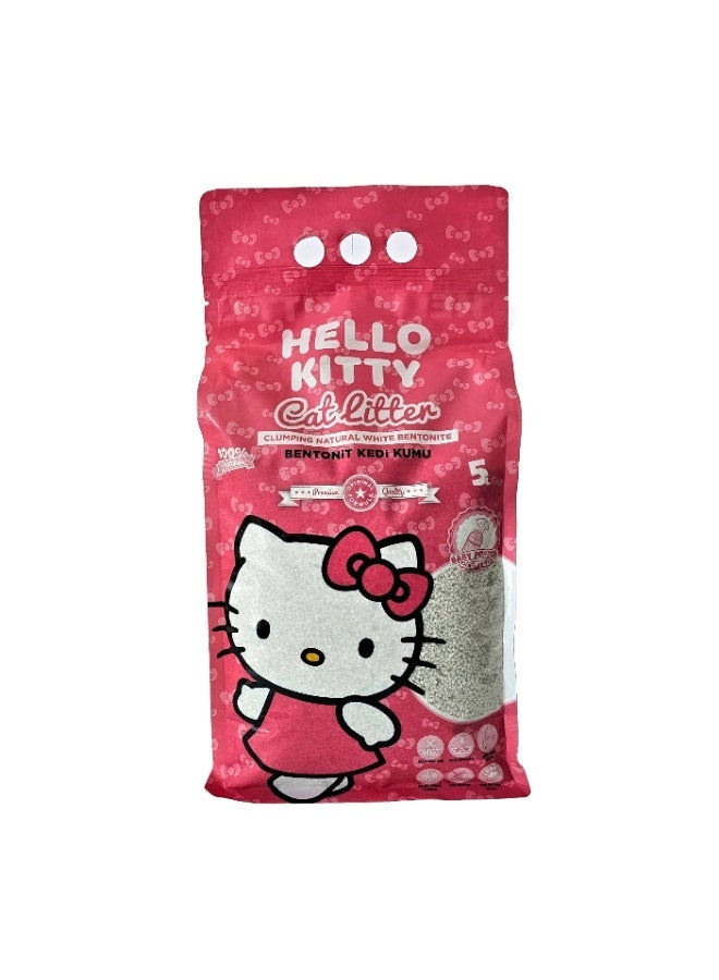 هالو كيتي بت فان هالو كيتي رمل قطط 5 لتر برائحة بودرة الأطفال - Image 2