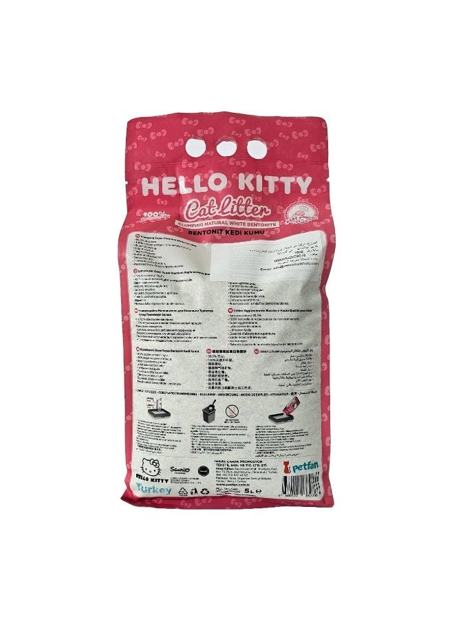 هالو كيتي بت فان هالو كيتي رمل قطط 5 لتر برائحة بودرة الأطفال - Image 4