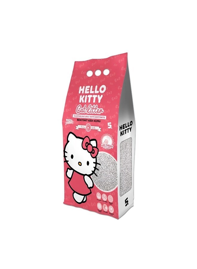 هالو كيتي بت فان هالو كيتي رمل قطط 5 لتر برائحة بودرة الأطفال - Image 1