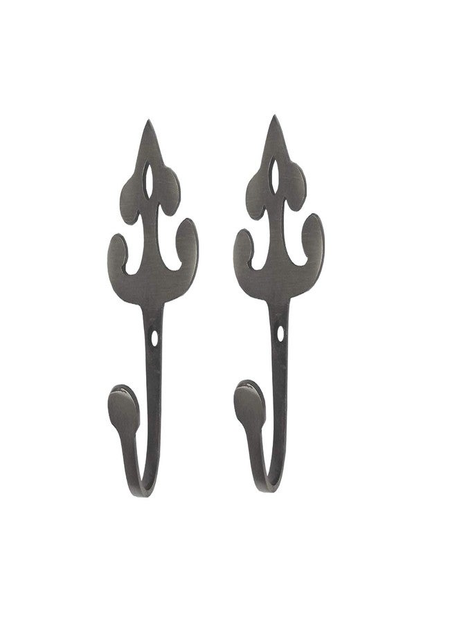 HOBKNOBS (Set of 2 MI Wall/Wooden Mounted Brass 94mm(H) Hook Hanger - Grey.. - Image 1