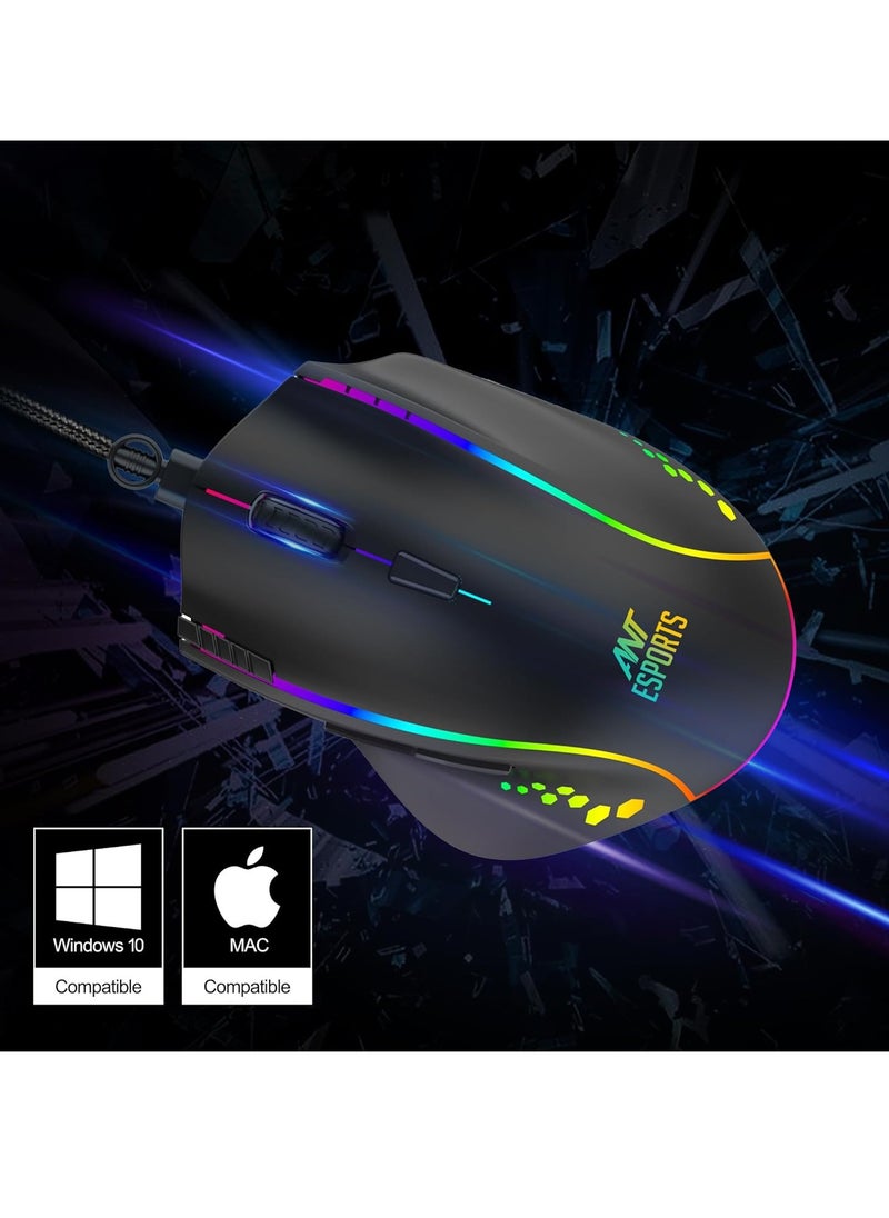 GM600 RGB Wired Programmable Gaming Mouse | 7200 DPI Optical Sensor | HUANO Mouse Switches | 7-Button Design with Macros Support