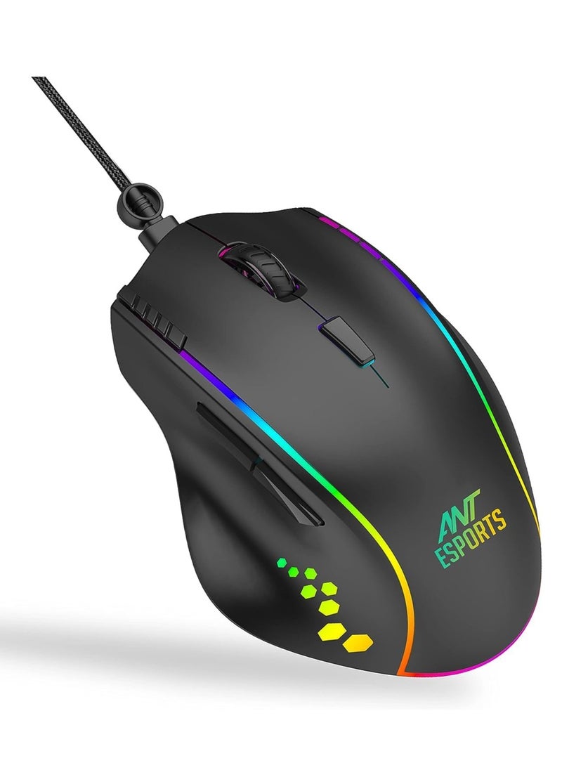 GM600 RGB Wired Programmable Gaming Mouse | 7200 DPI Optical Sensor | HUANO Mouse Switches | 7-Button Design with Macros Support