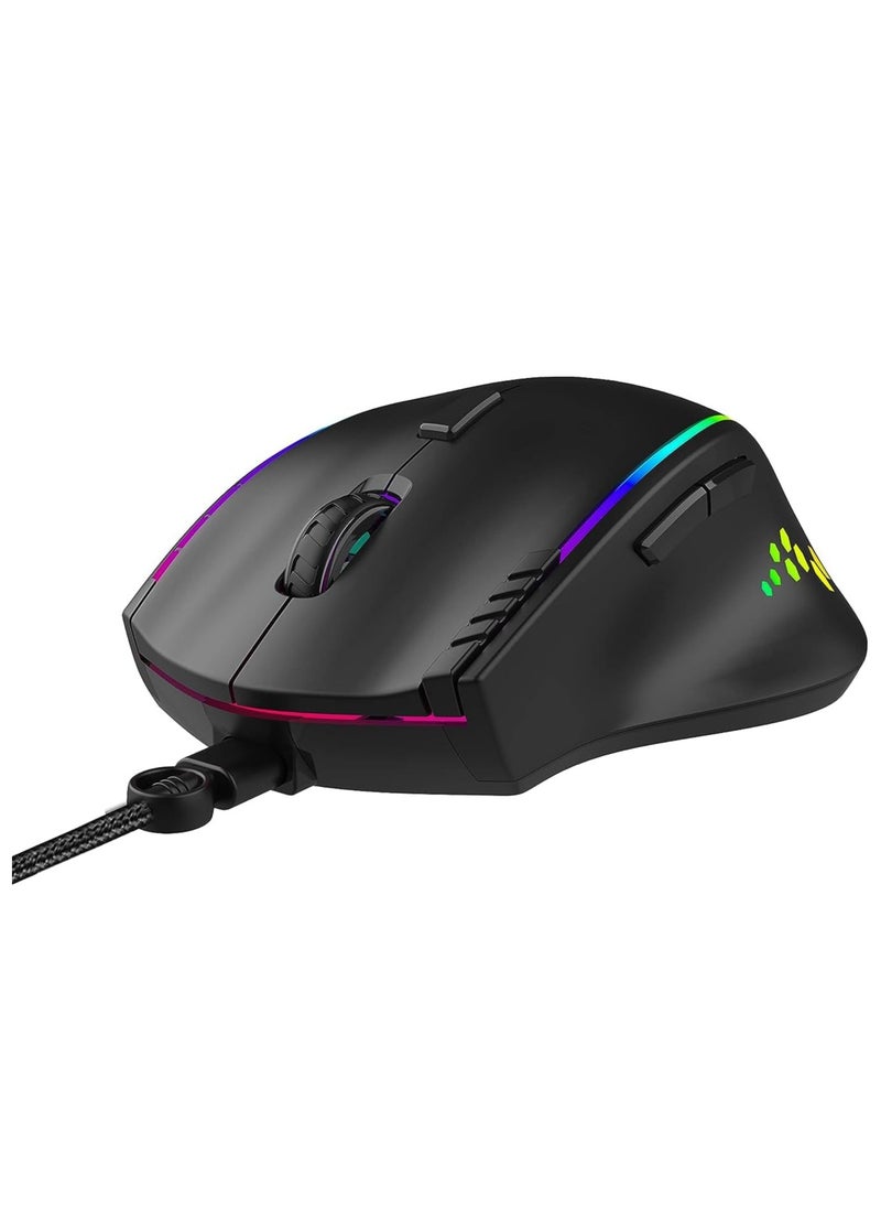GM600 RGB Wired Programmable Gaming Mouse | 7200 DPI Optical Sensor | HUANO Mouse Switches | 7-Button Design with Macros Support