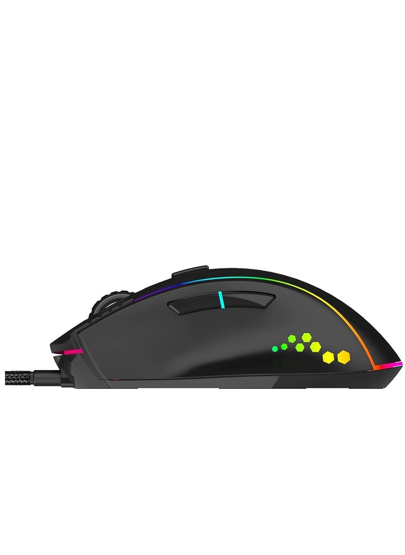 GM600 RGB Wired Programmable Gaming Mouse | 7200 DPI Optical Sensor | HUANO Mouse Switches | 7-Button Design with Macros Support
