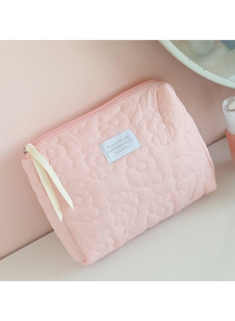 Oasisgalore Cotton Makeup Bag Large Travel Cosmetic Bag Pouch Quilted Toiletry Bag - Image 5