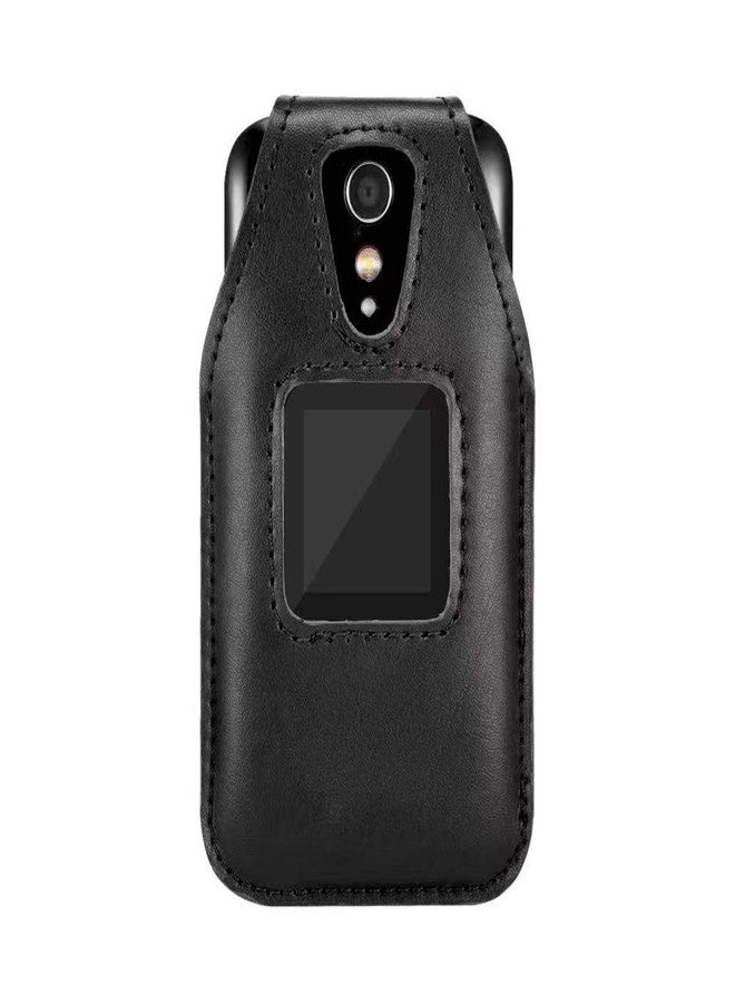 BELTRON Fitted Leather Case for GreatCall Lively Flip (Model: 4053S), Jitterbug Flip2, Features: Rotating Belt Clip, Screen & Keypad Protection, Secure Fit - Black - Image 1
