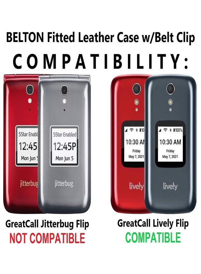 BELTRON Fitted Leather Case for GreatCall Lively Flip (Model: 4053S), Jitterbug Flip2, Features: Rotating Belt Clip, Screen & Keypad Protection, Secure Fit - Black - Image 3