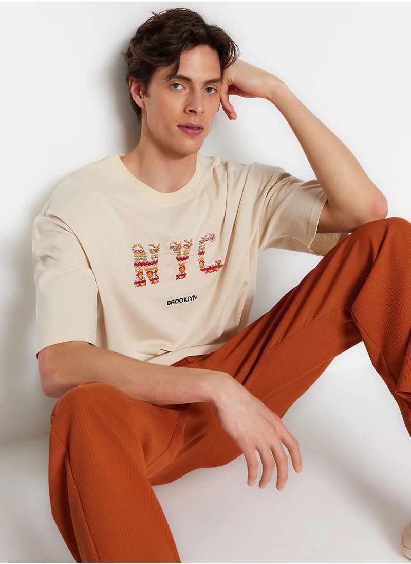 trendyol City Embroidered Crew Neck T-Shirt