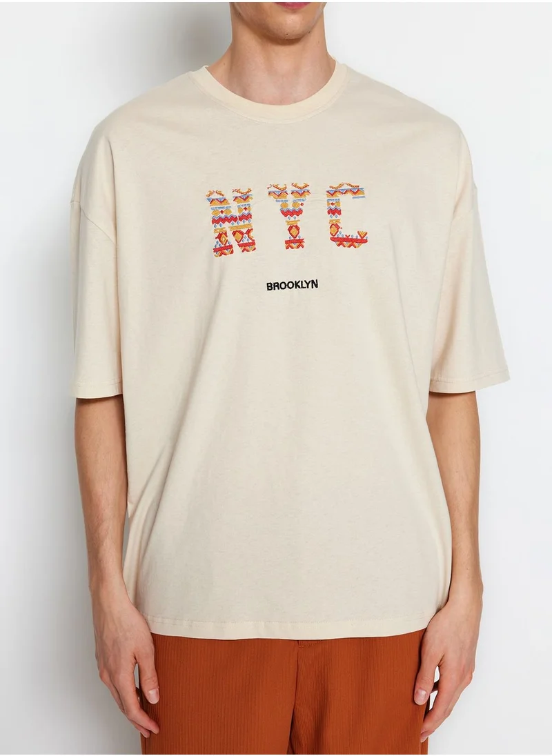 trendyol City Embroidered Crew Neck T-Shirt