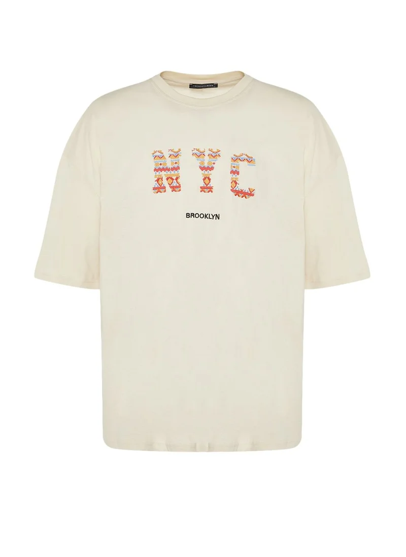 trendyol City Embroidered Crew Neck T-Shirt