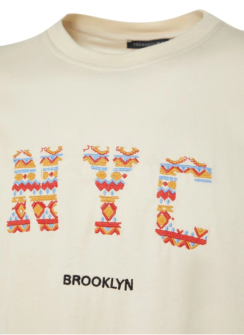 trendyol City Embroidered Crew Neck T-Shirt