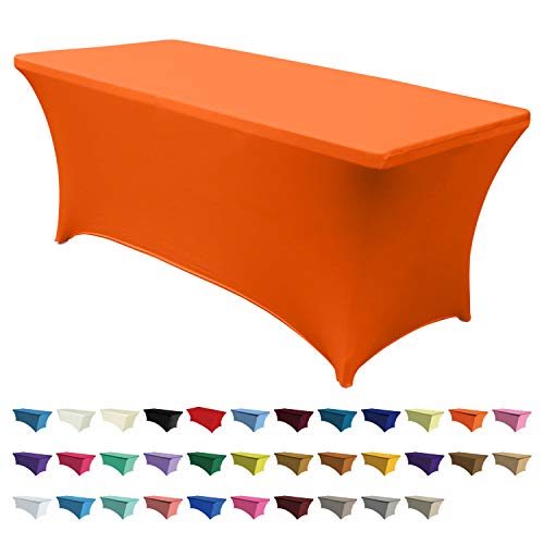 ABCCANOPY 6 FT Spandex Table Cover Stretch Fitted Wrinkle Resistant Tablecloth Reuse for Rectangular Folding Table Patry Event Wedding Banquet Protector