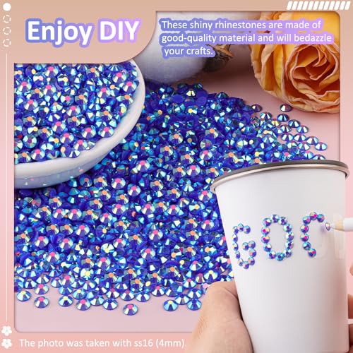 TINKRSTUFF 6000Pcs 3mm Resin Jelly Rhinestones with 1Pcs 10ml B7000 Jewelry Glue for Crafting, Dark Blue AB Flatback Gems, Bedazzling Crystal Bulk for DIY Crafts Clothing Tumblers Shoes Nail Art Fabric - Image 4