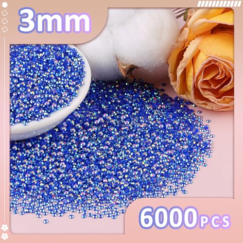 TINKRSTUFF 6000Pcs 3mm Resin Jelly Rhinestones with 1Pcs 10ml B7000 Jewelry Glue for Crafting, Dark Blue AB Flatback Gems, Bedazzling Crystal Bulk for DIY Crafts Clothing Tumblers Shoes Nail Art Fabric - Image 2