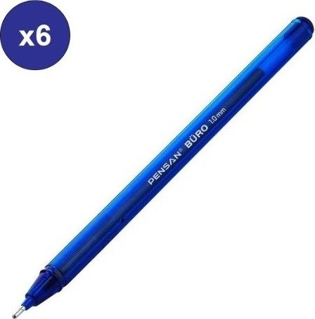 Pensan 2270 Office Ballpoint Pen 1 mm Blue 6 Pcs