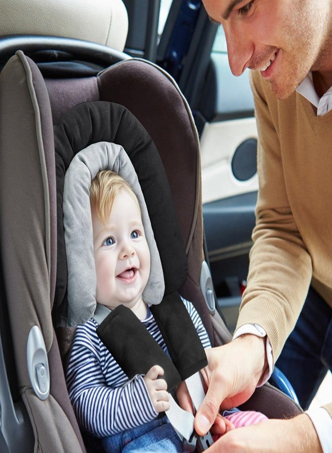 COOLBEBE New Babybody Support & Strap Covers Set for Newborn Infant Toddler- Extra Soft Stroller Cushion Pads Car Seat Insert, Perfect for Carseats, Strollers, Swings, Black - Image 3