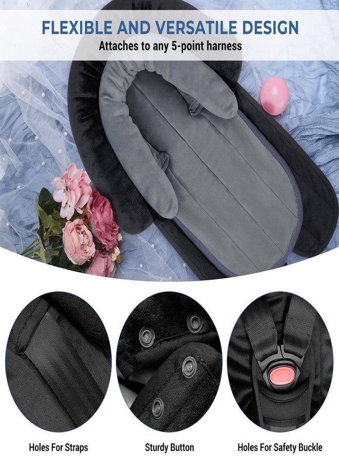 COOLBEBE New Babybody Support & Strap Covers Set for Newborn Infant Toddler- Extra Soft Stroller Cushion Pads Car Seat Insert, Perfect for Carseats, Strollers, Swings, Black - Image 5