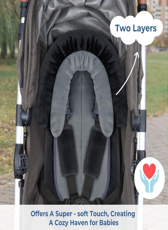 COOLBEBE New Babybody Support & Strap Covers Set for Newborn Infant Toddler- Extra Soft Stroller Cushion Pads Car Seat Insert, Perfect for Carseats, Strollers, Swings, Black - Image 4