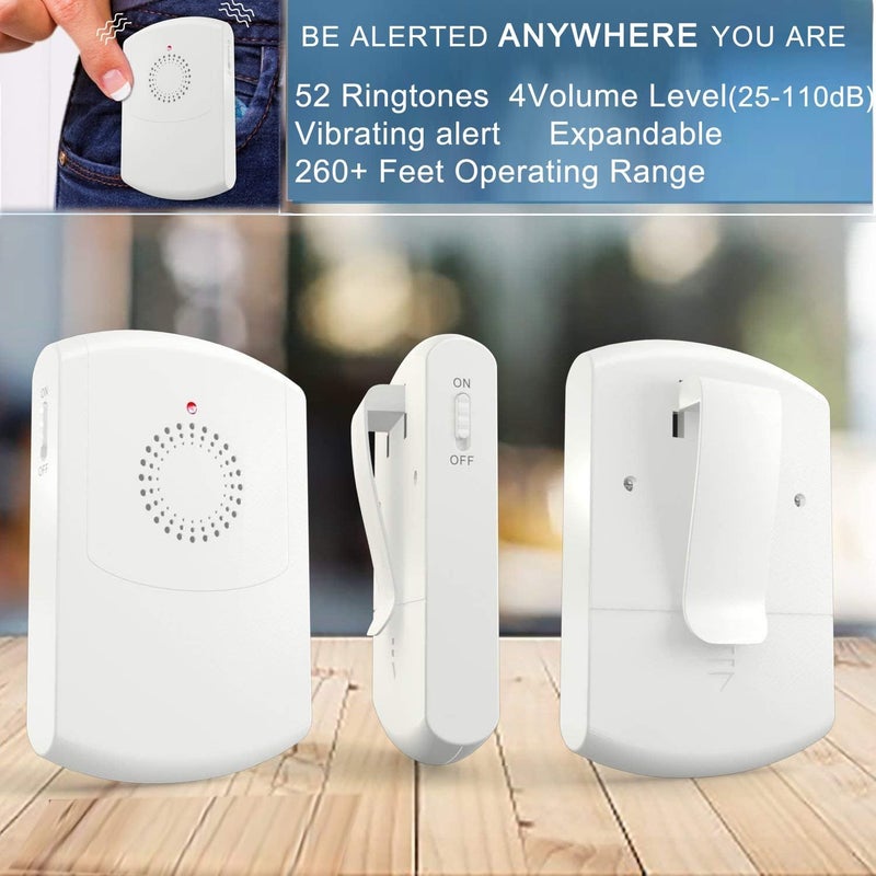 Caregiver Add On Receiver Part of Caregiver r Wireless Call on for HomeElderlyPatient Vibration r with 52 Melodies 1 Receiver - Image 2